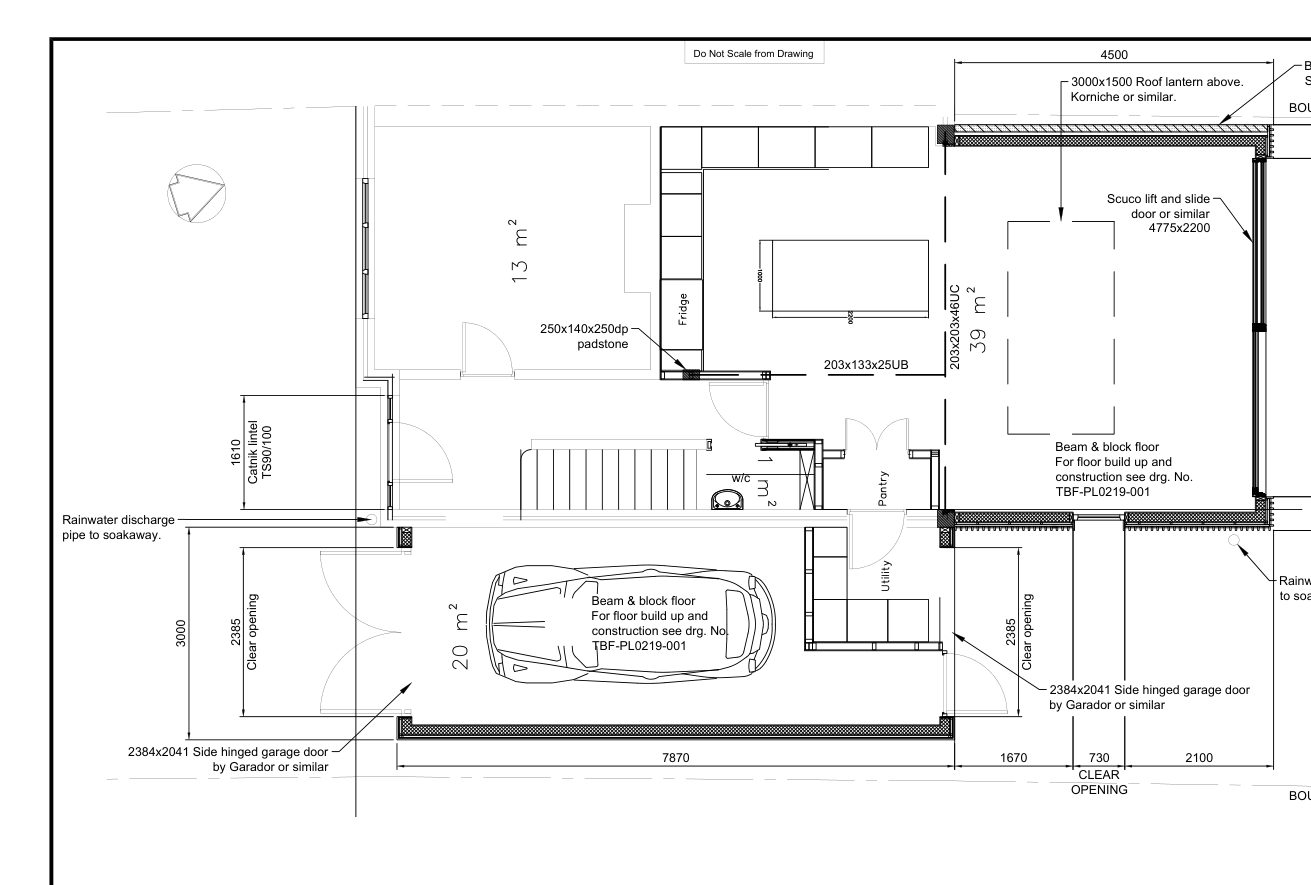 Proposed ground floor plan for two-storey side and rear extension